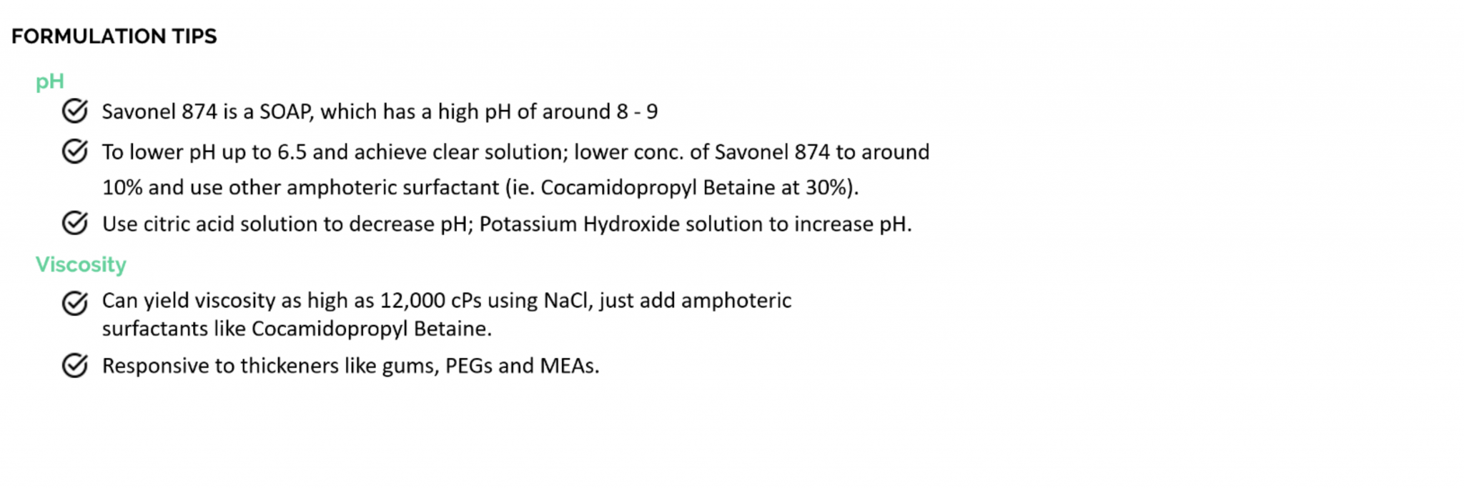 sufravon 874 formulation tips